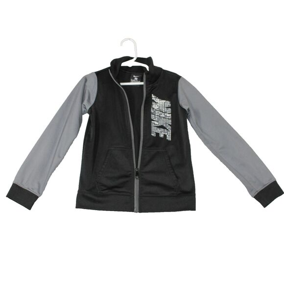Boys Nike Jacket Size 6 Black And Grey Full Zip - Picture 1 of 5